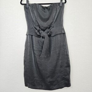 The Limited Strapless Dress Gray Bow Tie Waist Cocktail Party Mini Women Size 10